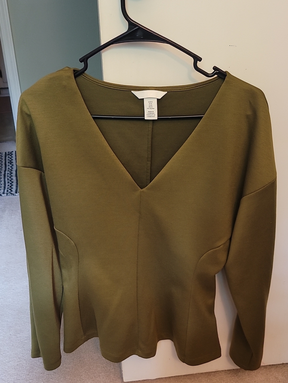 H&M Olive Green V-Neck Women's Blouse